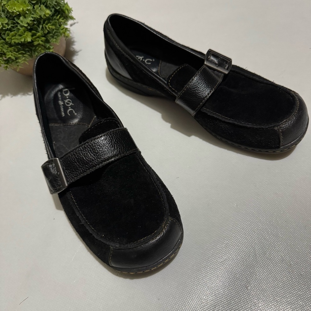 BOC Black Leather Suede Slip On Comfort Loafer Shoes Women’s Size‎ 7.5 Neutral